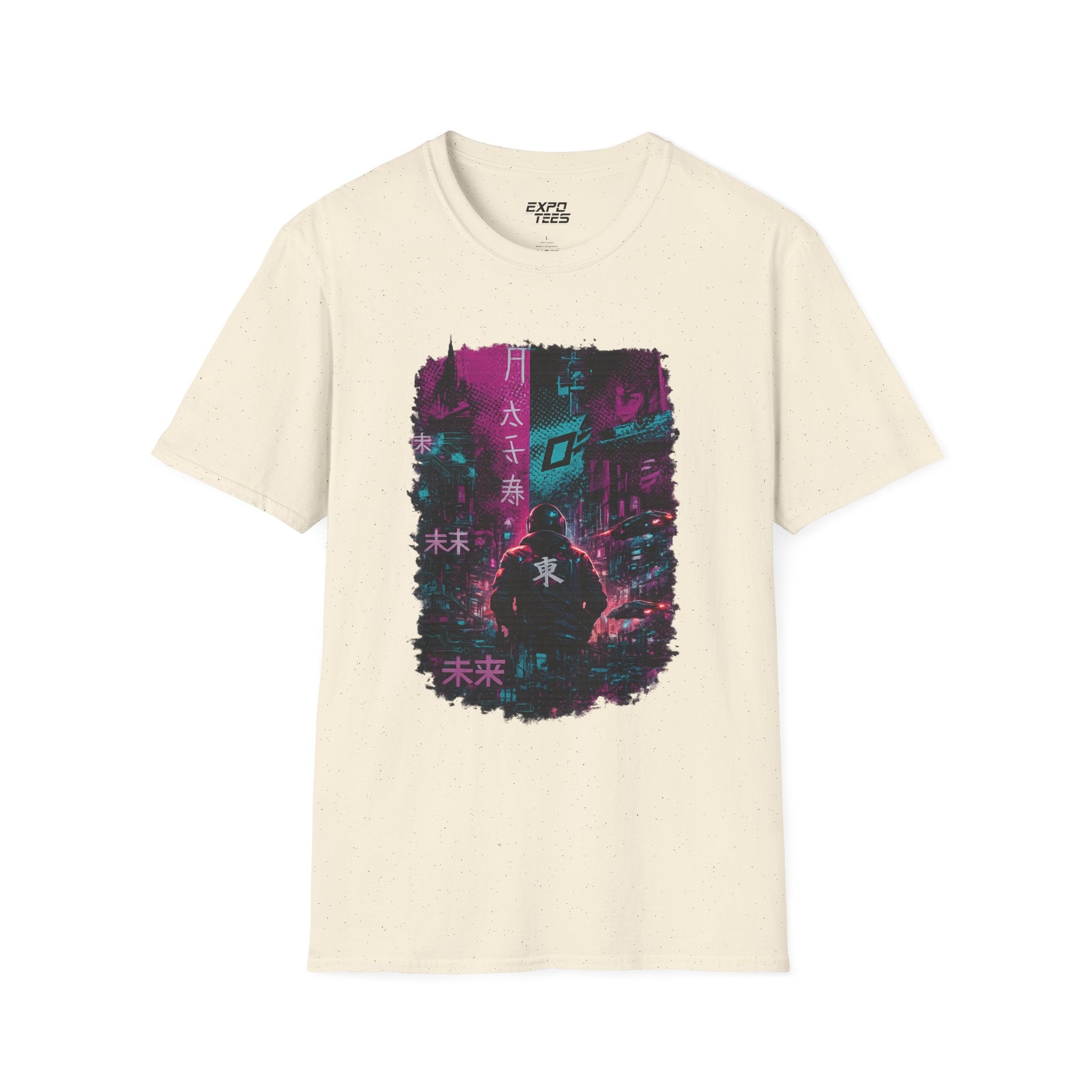 Cyberpunk Tokyo Night T-Shirt — Neon Kanji Future City Graphic Tee