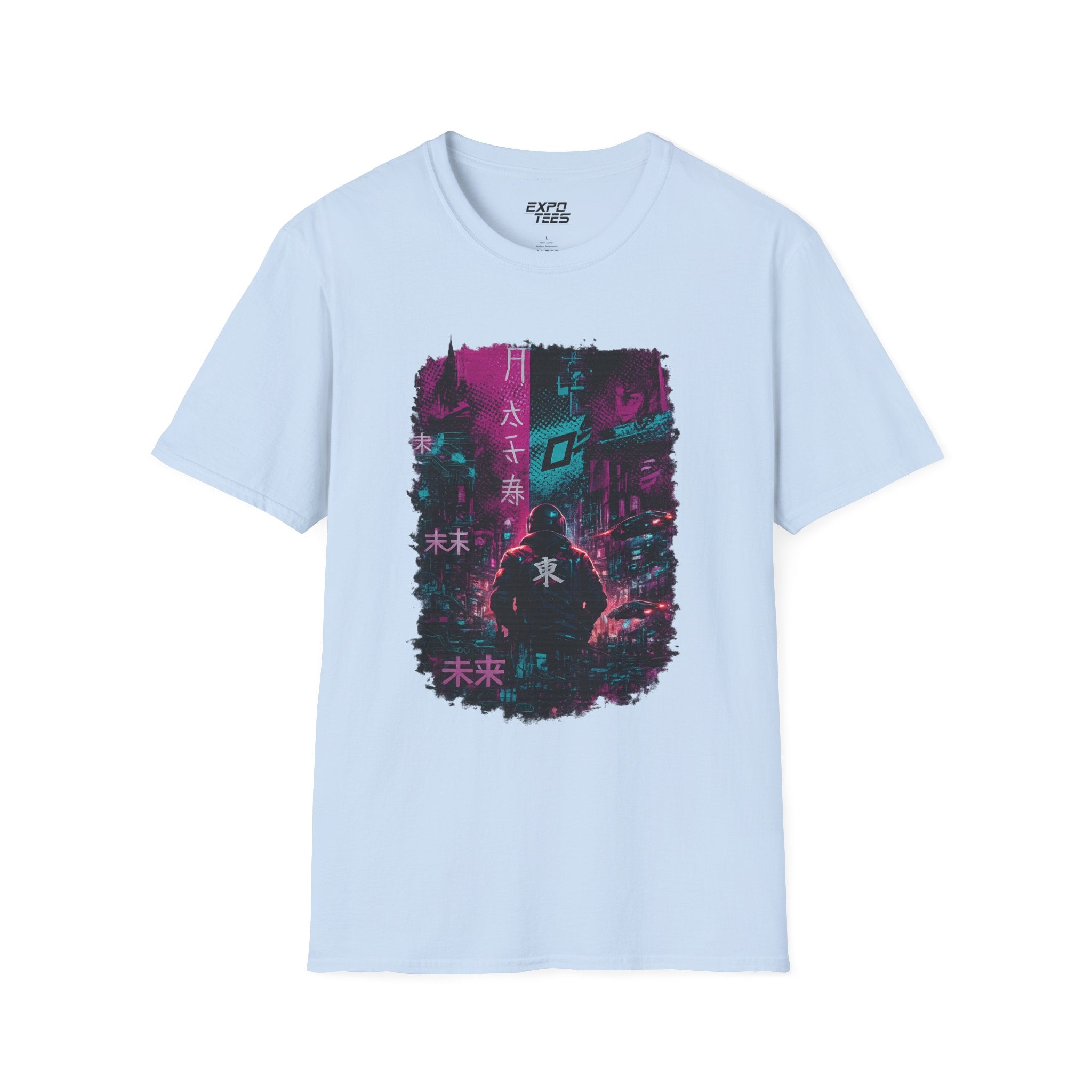 Cyberpunk Tokyo Night T-Shirt — Neon Kanji Future City Graphic Tee