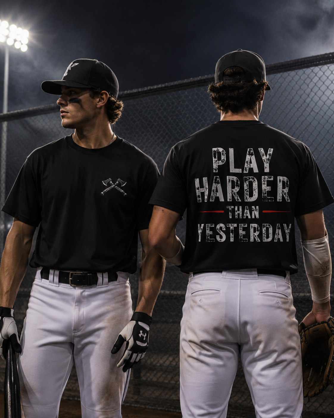 Warrior Mindset Baseball Tee — "Play Harder Than Yesterday" Motivational T‑Shirt