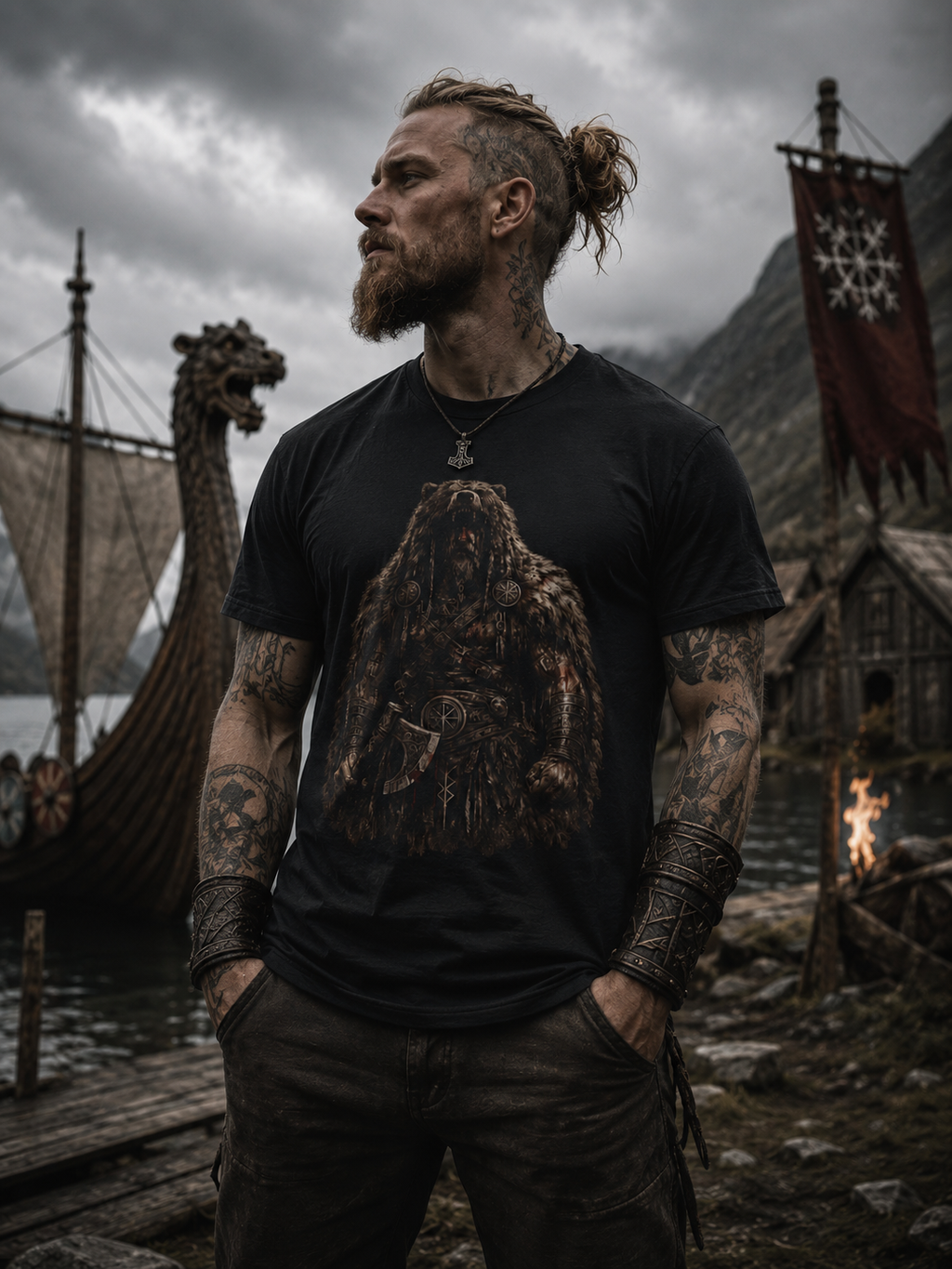 Viking Berserker T-Shirt — Dark Norse Warrior Graphic Tee